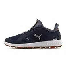 PUMA Ignite Pwradapt golfskor för män, Blå peacoat puma, vit 05, 41 EU