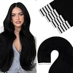 YoungSee Tape in Extensions äkta hår svart 45 cm äkta hår förlängningar tejp svart sömlös tejp förlängningar äkta hår slät tejp äkta hår extension tejp i äkta hår 50 g #1