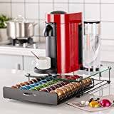 Rice rat Ris råtta kaffe Vertuo kapselhållare låda för Nespresso med glas för skåp Vertuoline pod förvaringsställ för bänk (klass 50 poddar (med handtag