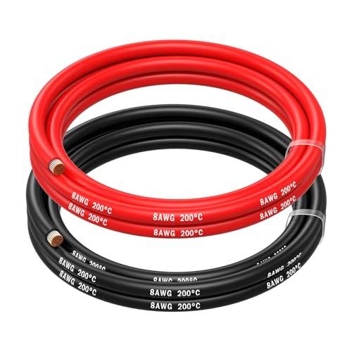 Silikonkabel från MMOBIEL – Förtennad Kopparkabel 2–28 AWG – Röd & Svart Ledarpar – Flexibel och Värmetålig Kabel för Bil, Solpanel, Marin, Husbil, Elektronik, DIY – Flera Längder Finns