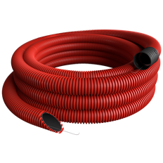 50 meter EVOCAB FLEX 90/75 mm PE-kabelrør m/muffe, korr./glat, 50 m, rød