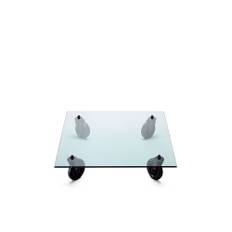 FontanaArte - Tavolo con Ruote 110x110 cm - Soffbord - Gae Aulenti - Transparent - Glas/Plast