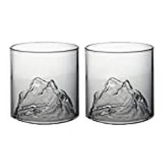 Whisky Glas Set med 2, Mountain Whiskey Glas, Scotch Tumbler, Crystal Whisky Glas Set, Whisky Tumbler Glas för Scotch, Bourbon, Negroni Glas,300ml