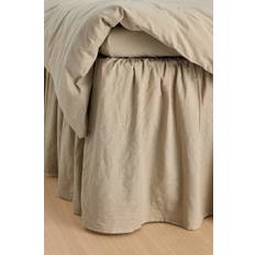 Ellos Home - Sengekappe Elly Frilled i genanvendt halvlinned 52 cm - Beige - 160X200