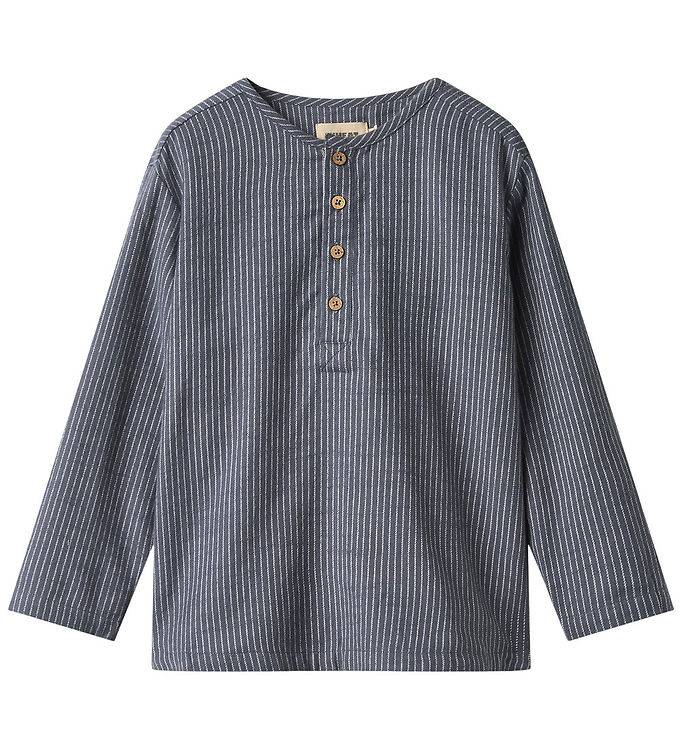 Wheat Skjorta - Björk - Greyblue Slabb Stripe - Wheat - 8 år (128) - Skjorta
