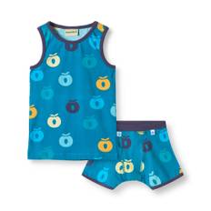 Småfolk Elstar Underwear Set with Apples Solid blue Solid blue-3-4 Y  Blå  3-4 år  man