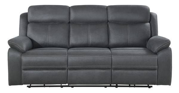 TELLY 3-sits soffa med 2 elrecliners & dropdownbord tyg grå
