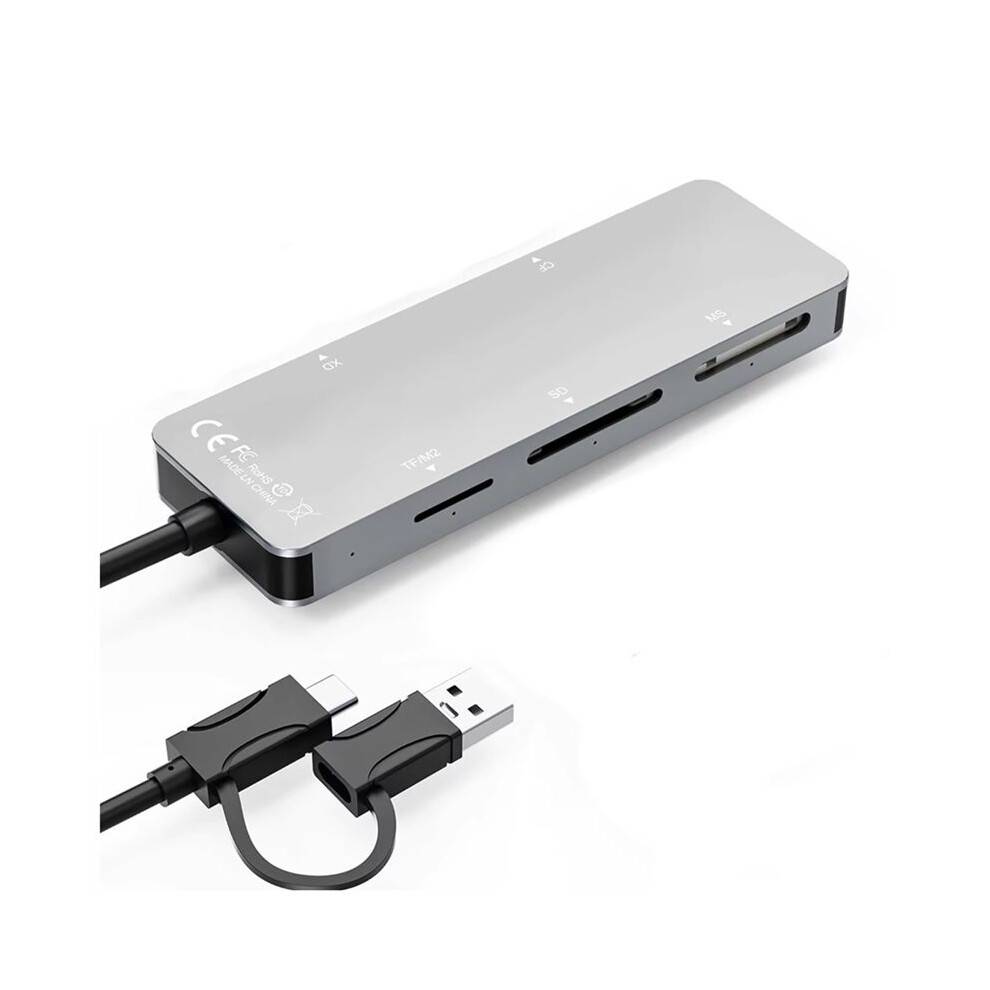 Multifunktionell Minneskortläsare Typ-C och USB A-Kortläsare XD+CF+MS++TF/M2-Läsare Adapter för Multikortläsare