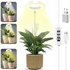GUHAOOL LED växtlampa, LED fullspektrum växtlampa, höjdjusterbar 48 LED växtljus med timer 3/9/12 timmar med USB-adapter, 3 ljuslägen och 9 ljusstyrkor för inomhusväxter (vit)