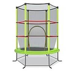 COSTWAY Ø 165 cm trädgårdsstudsmatta med säkerhetsnät, studsmatta kan belastas upp till 135 kg, inomhus/utomhus studsmatta för barn från 3 år (grön, Ø 165 x 191 cm)