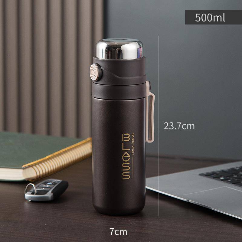 304 Stainless Steel Vacuum Cup Business Men and Women Water Cup Outdoor Activity Travel Kettle Lightweight Lightweight Braised Tea Cup 500ml svart