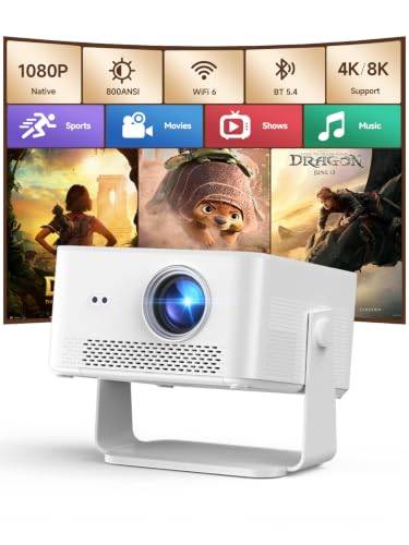 Smart Bärbar Projektor 4K-stöd av Android 14-800 ANSI Nativ 1080P