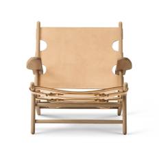 Fredericia Furniture - The Hunting Chair Oak oiled / Natural leather - Fåtöljer - Børge Mogensen - Beige - Läder/Trä