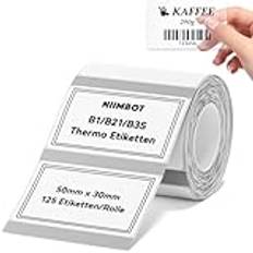 NIIMBOT Termiska etiketter självhäftande, B1/B21/B3S etikettband papper för skola, hem, kontor, små företag (klar rektangel-50 x 30 mm)