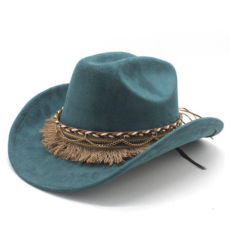 Mockahatt, jazzhatt i ull, brittisk hög hatt, rosa topp med ett ord, enfärgad western cowboyhatt. 56-59cm black