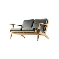 Wegner GE 290 2 pers. lædersofa - Ubehandlet eg