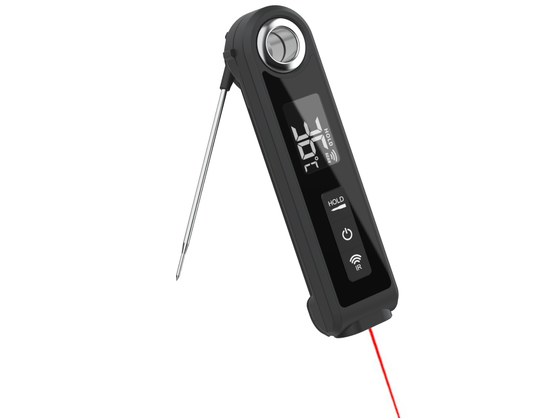 Stektermometer 2in1 – utfällbar mätsticka & IR-mätning med lasersikte