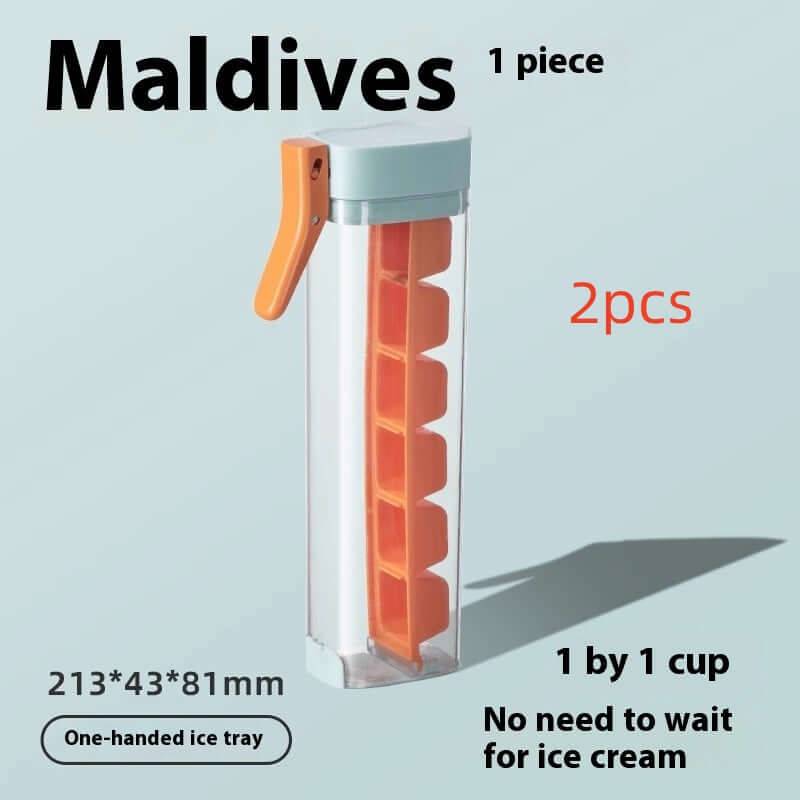 One Touch Ice Cube Mold Food Grade Press Tray With Box - Maldives Color / 2PCS