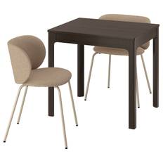 EKEDALEN / KRYLBO bord och 2 stolar, mörkbrun/Tonerud mörkbeige, 80/120 cm