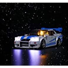 Brick Shine Ljussats för Lego 2 Fast 2 Furious Nissan Skyline GT-R (R34) 76917 (Lego-set ingår inte) (klassisk)