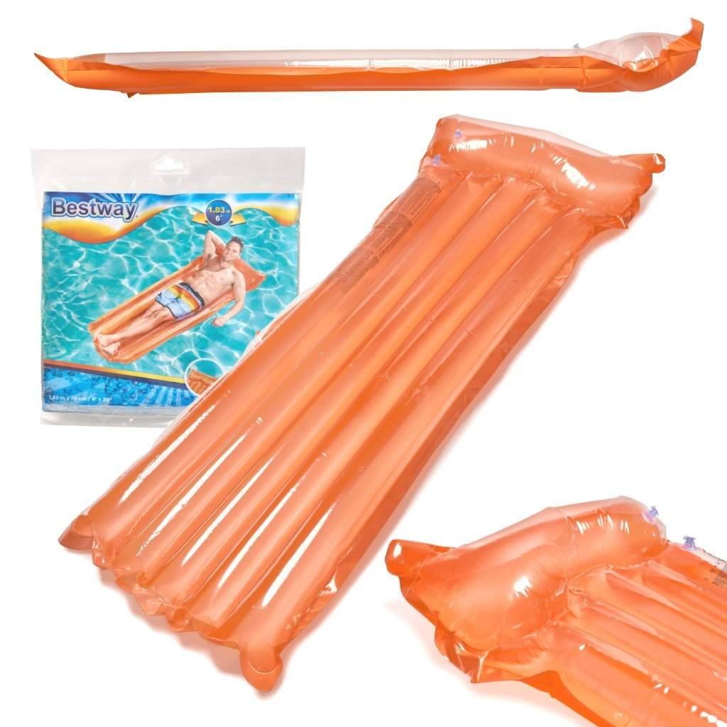 Oppustelig orange bademadras til sommersvømning