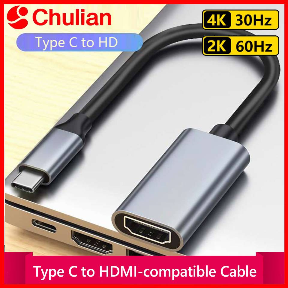 Type C to HDMI-compatible Cable USB C to HDTV Converter HD 4K USB 3.1 HDTV Cable Adapter for MacBook Chromebook Samsung Xiaomi