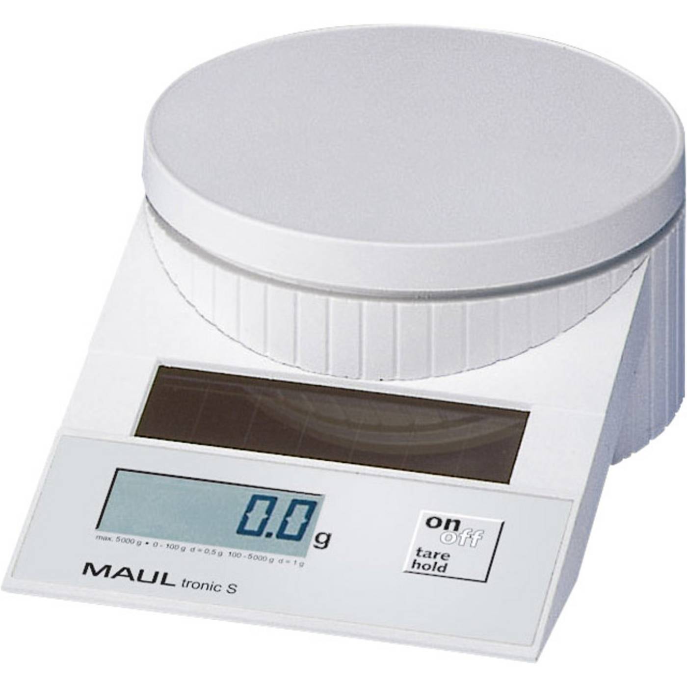 Maul ronic S 5000 Brevvåg 1515002-ISO Kalibrerad (ISO) Vägningsområde 5 kg Läsbarhet 2 g, 5 g Vit