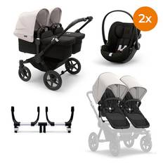 bugaboo Tvillingebarnevogn Donkey 5 Twin Complete Black / Misty White inkl. cybex GOLD Cloud G babyautostol i-size Magic Black