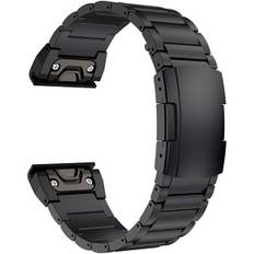 Fenix 8/7X/6X/5X Plus Rem, 26mm Titanium Metal Quick Release Easy Fit Urrem med Dobbelt Knaplås Kompatibel til Garmin Fenix 7X Pro/6X
