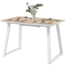 Spisebord 4-6 Personer, Udtrækkeligt Industrielt Design 120-160 x 80 x 76 cm, Eg Hvid.