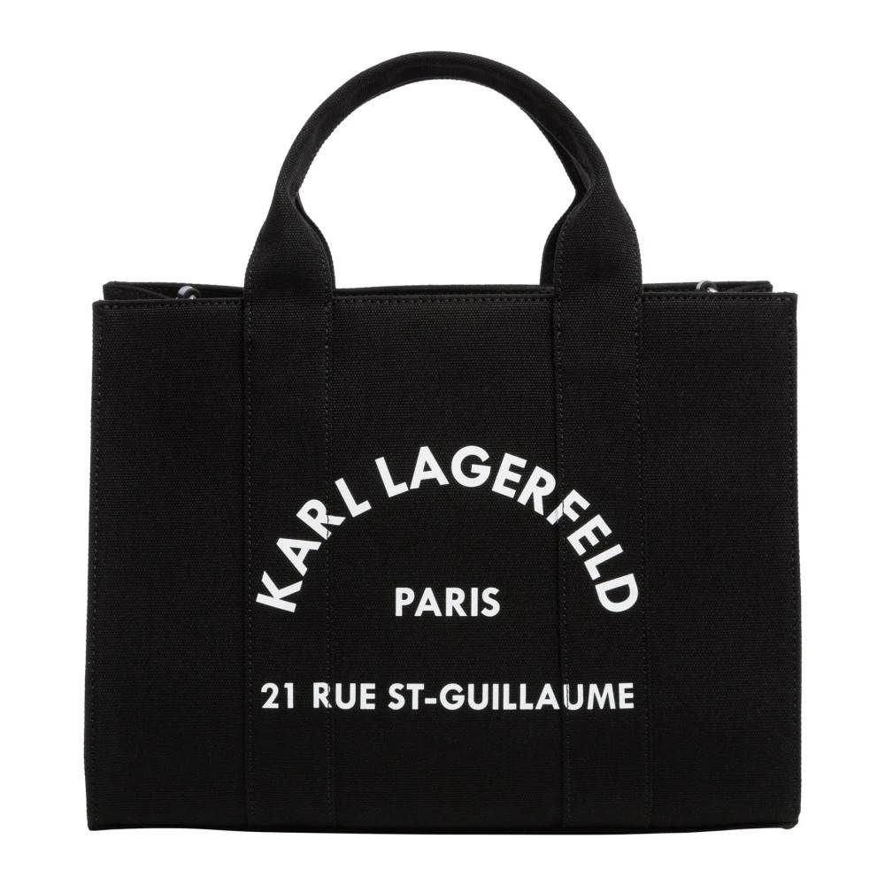 Karl Lagerfeld Mønstret Tote taske med justerbar rem - Tasker - Dame - Sort - ONE SIZE - Bomuld