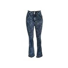 DUOMIYX Jeans dam stretch smala raka jeans all-match bootcut jeans – mörkgrå-L