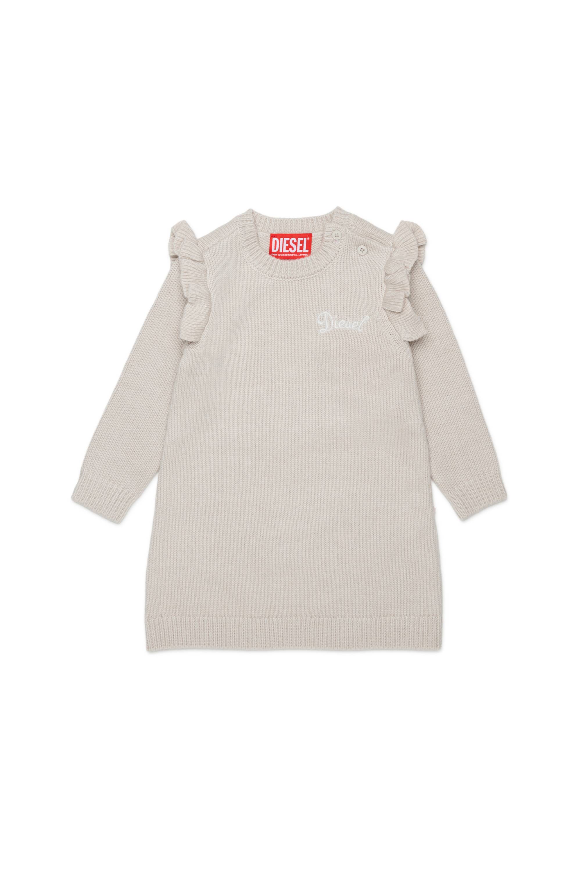 Diesel - Robe pull à volants enrichie en cachemire - Robes - Femme - Blanc