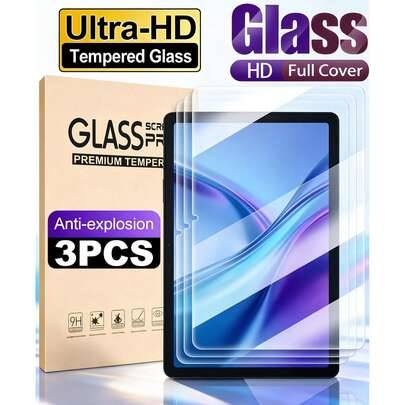 3 st 9H HD härdat glas skärmskydd för surfplatta, full täckning, splittersäkert, reptåligt och fingeravtrycksavvisande, bubbelfritt, lätt att applicer (Multi-size)