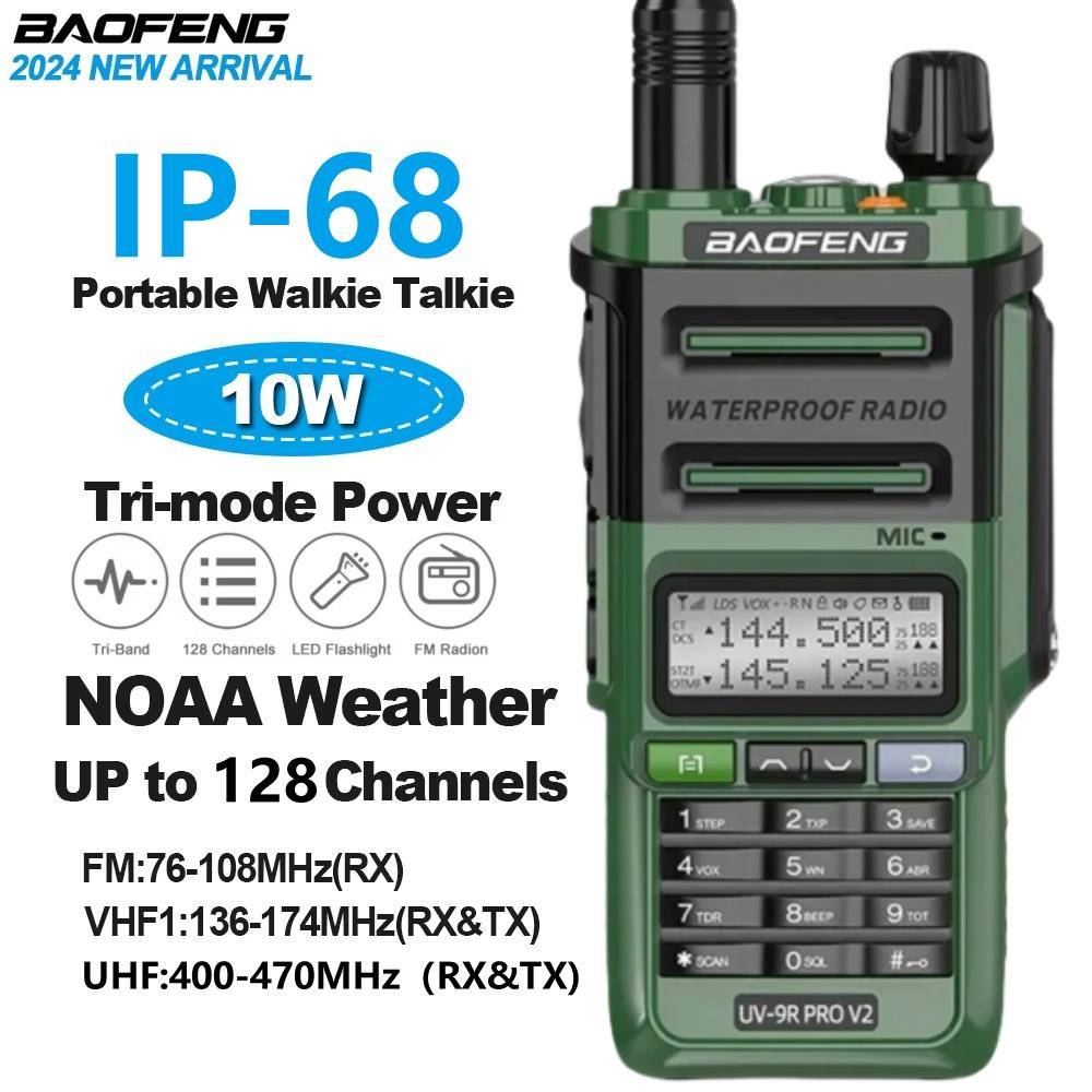 Baofeng UV 9R Pro V2 IP68 Vattentålig Walkie Talkie Tri-Power Typ-C Laddare Dubbelband Amatör CB Radio Tvåvägsradio av UV 9R Plus