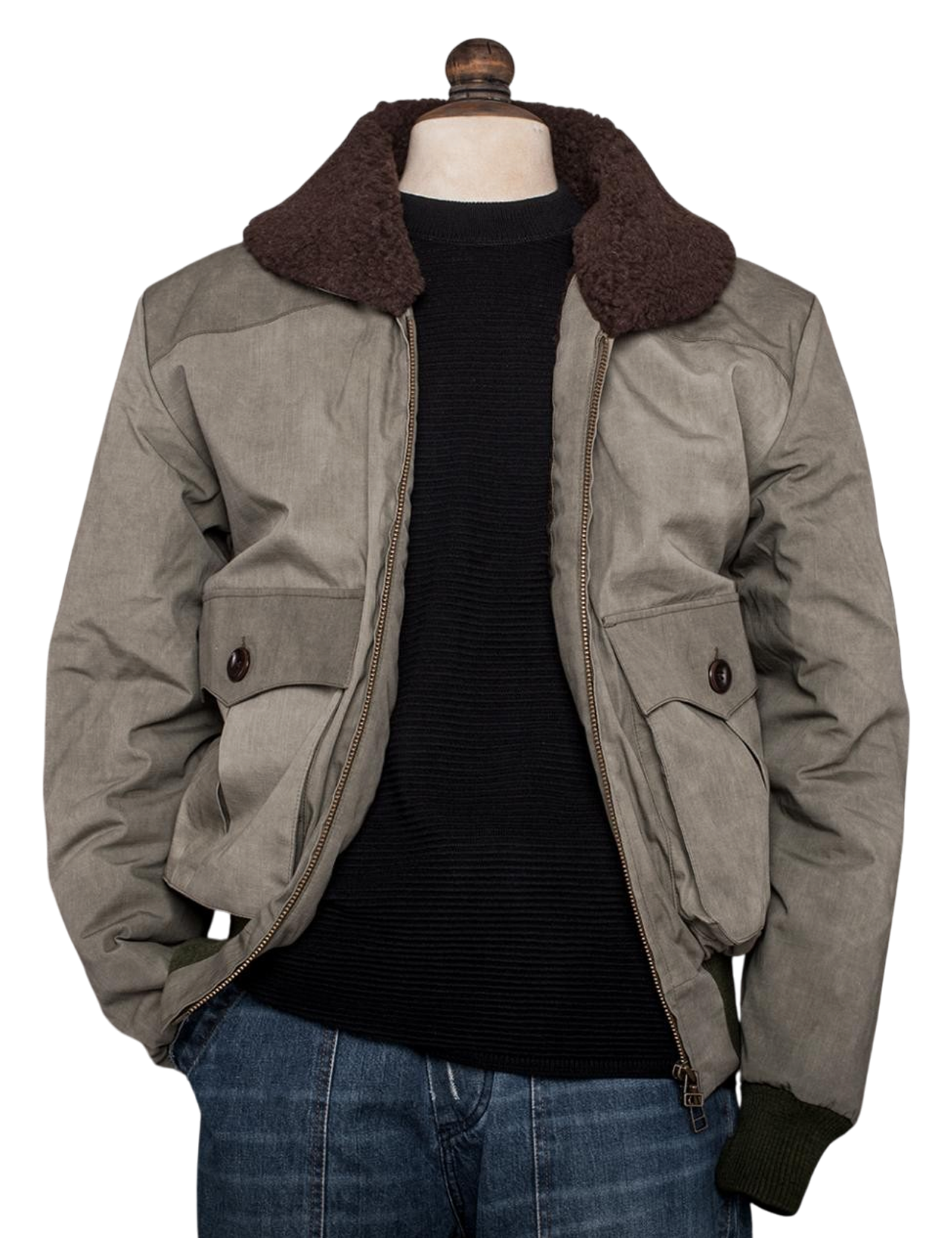 Fleurs de Bagne - The B-10 Aviator Jacket Ripstop - Khaki, Fleurs De Bagne