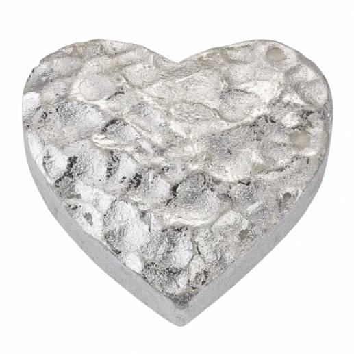 Polyresin Dekoration - 4 st Hjärtan i Silver - 3,5 cm