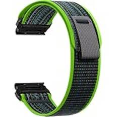 ZoRoll 26 mm QuickFit-rem för Garmin Fenix 7X Pro/7X/6X/6X Pro/5X/5X Plus, Elasticity Nylon Armband med Kardborreband för Garmin tactix 7 AMOLED/tactix 7 Pro/Epix Pro 51mm/Enduro - Grön