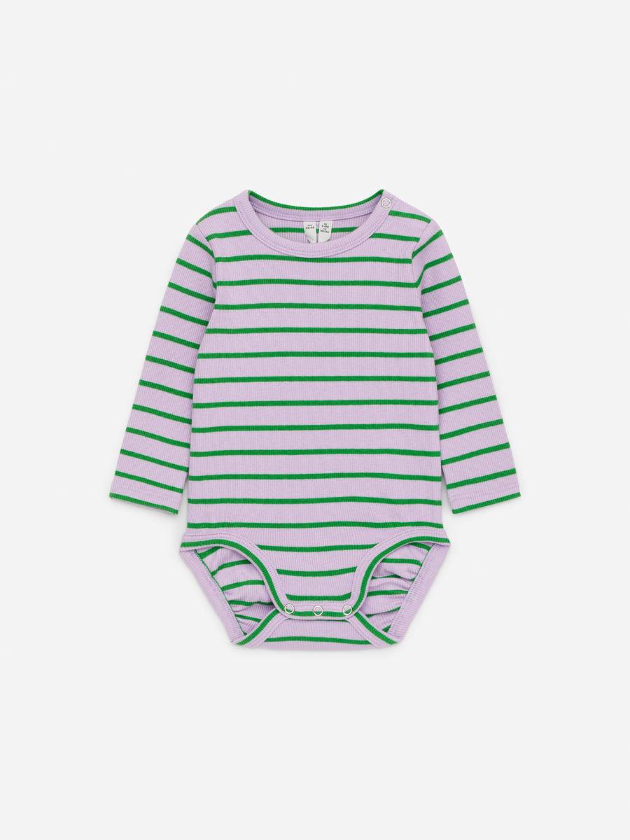 ARKET Ribbstickad Långärmad Body -Grön, 86/92