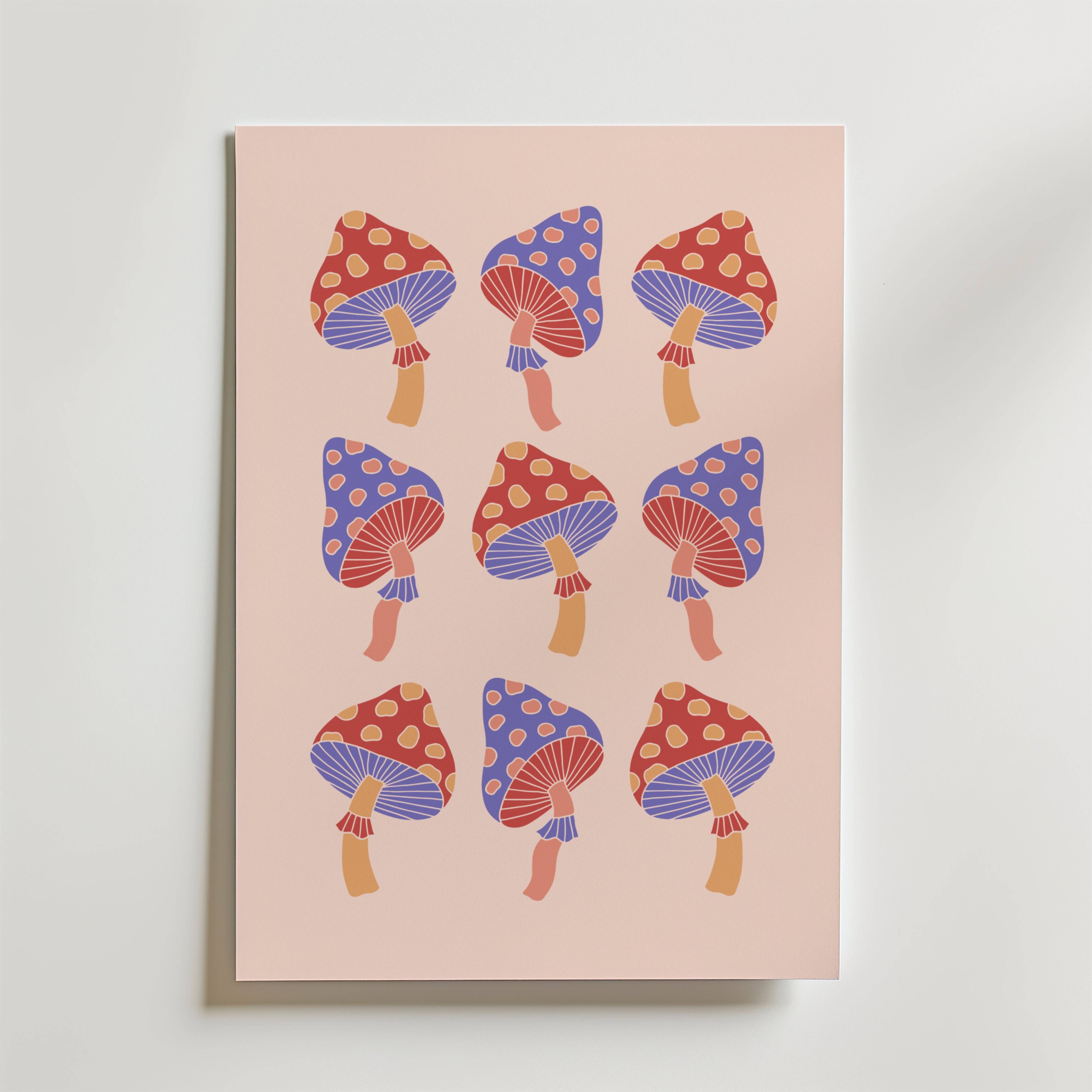 Psychedelic Mushrooms Poster - Premium Canvas 50x70 cm