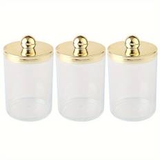 TEMU Elegant 10oz Clear Acrylic Swab Holder With Lid - Qtip Dispenser, Makeup Organizer For Bathroom & Vanity Storage, Storage Bins For Home Organization