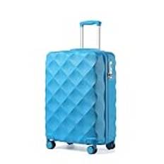 British Traveller 53CM Trolley Resväska Styv ABS+PC med Svängbara Hjul och TSA-lås (20 tum, Ljusblå)