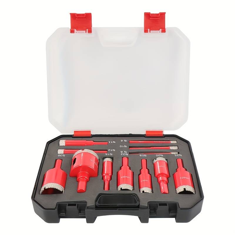 12pcs Diamond Coated Drill Bits Set 6- Kit For Glass Marble Tile Ceramic - Hand Tool