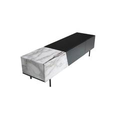 Wohnling Lowboard modernt spånskiva, 1 låda och fällbar dörr, metallben, modern stil Svart, marmor vit - Mediastativ & väggfäste Vit,Svart
