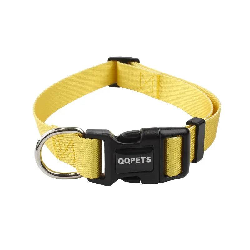 Adjustable Nylon Dog Collar & Leash Set - For Small to Large Dogs - Yellow Collar / XS 2KG-5KG (XS 2KG-5KG)