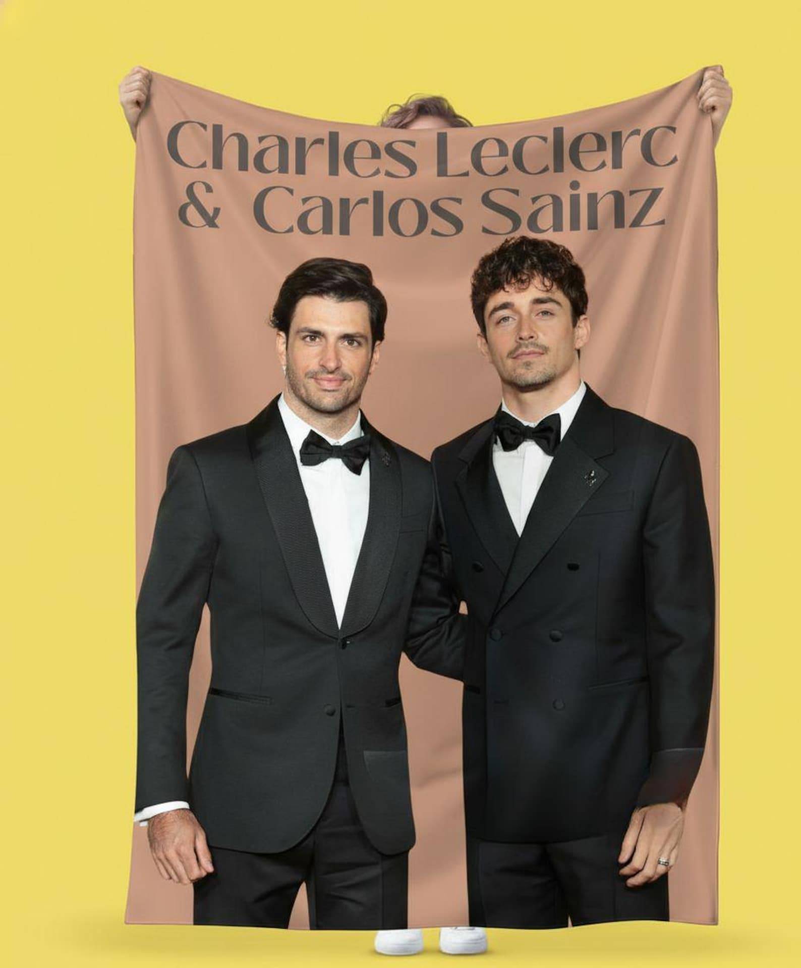Charles Leclerc & Carlos Sainz Sammetsplyschfilt | Mjuk Mysig Pläd för Fans | F1-förare Gåva | Racing Heminredning Sängkläder