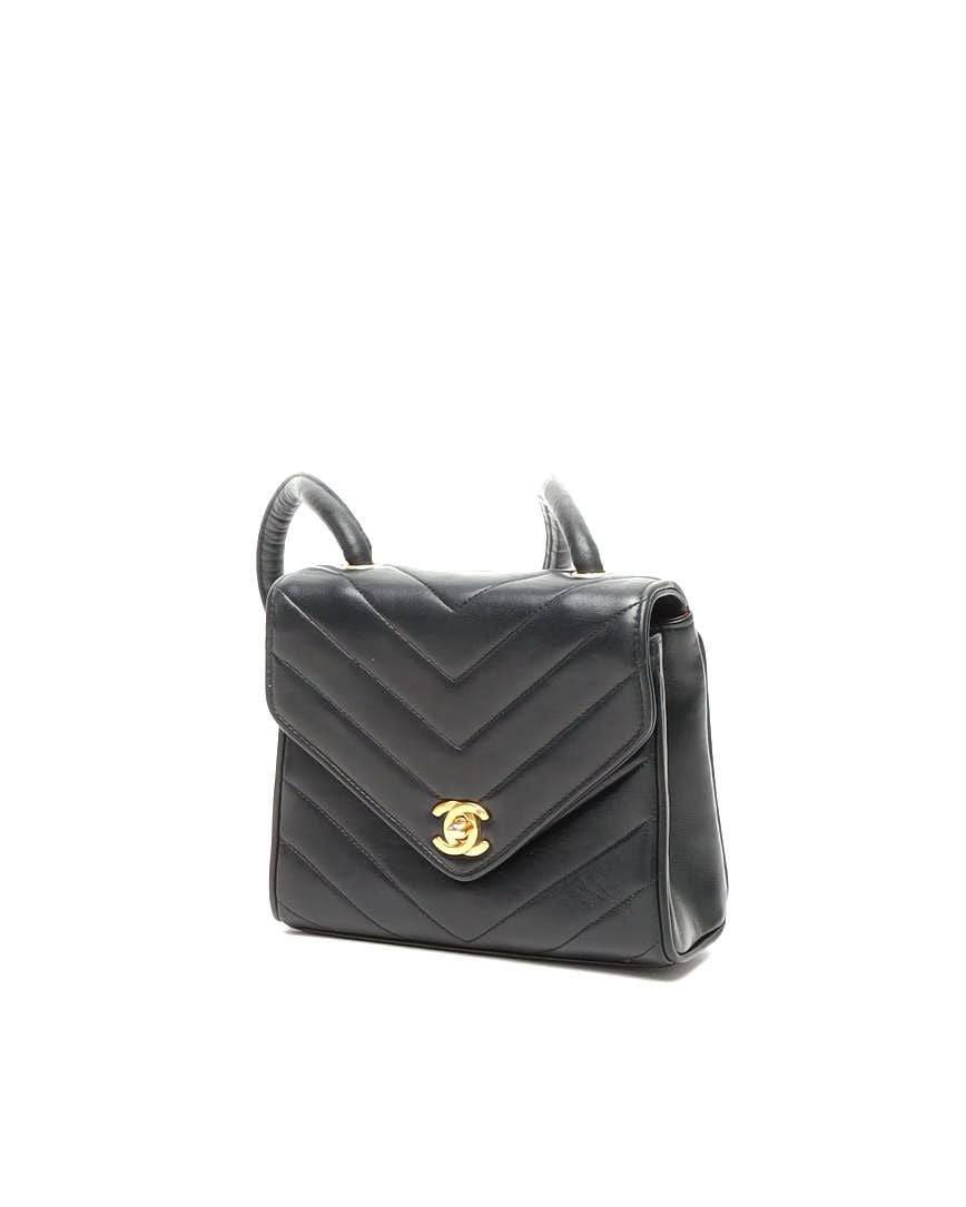 Chanel Mini Chevron Flap Bag - Black - One Size