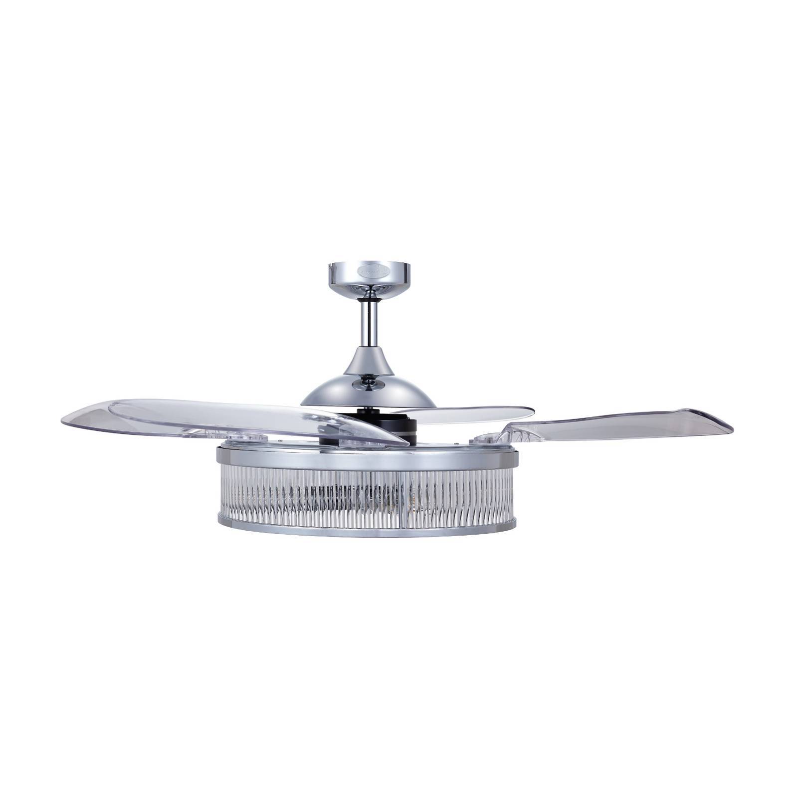Beacon Lighting takfläktlampa Fanaway Corbelle krom silent, Förkromad / silver, Vardagsrum / matsal, Syntetmaterial, Modern