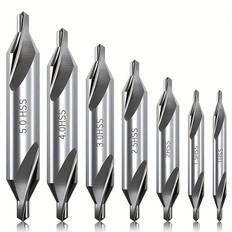 TEMU 60-degree Angle Center Drill Bit Set, 5/7pcs - Steel Lathe Metalworking Butt Tool Kit