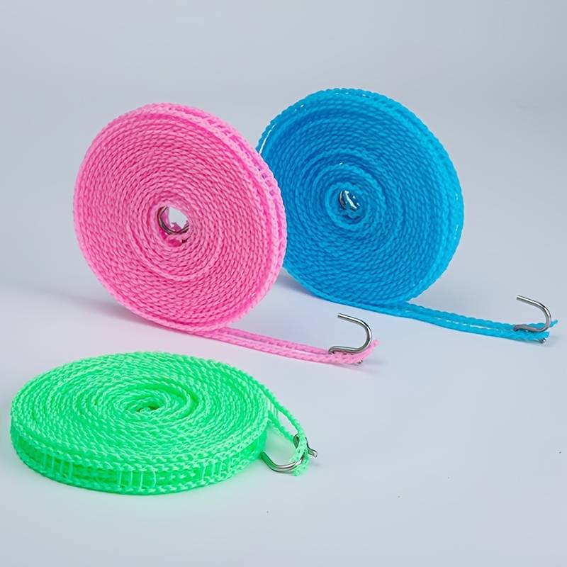 3pcs Thickened Windproof Outdoor Travel Punch-free Lengthened Clothesline Non-slip Clothesline Random Color, Clotheslines